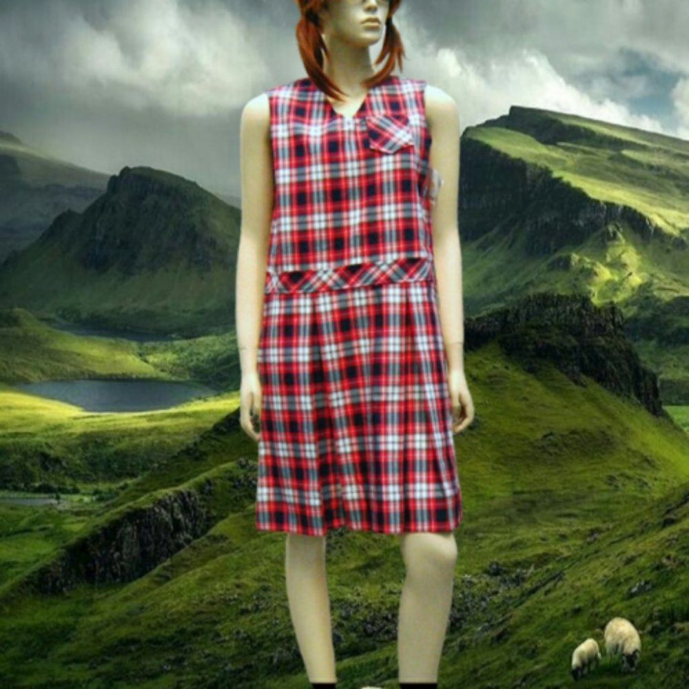 Tartan Plaid NWT Deadstock  38" Bust Uniform Med Dark Academia Vintage Grunge